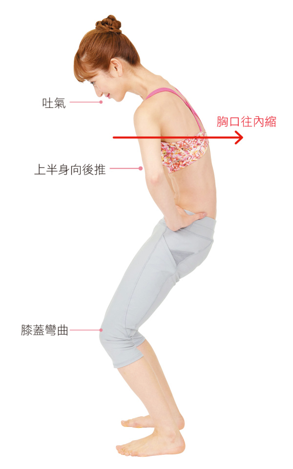 瘦小腹動作：胸口、腹部往內縮